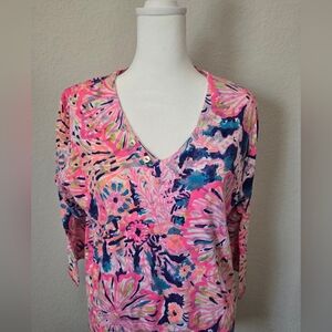 Lulu-B Vibrant Multicolor Floral Blouse